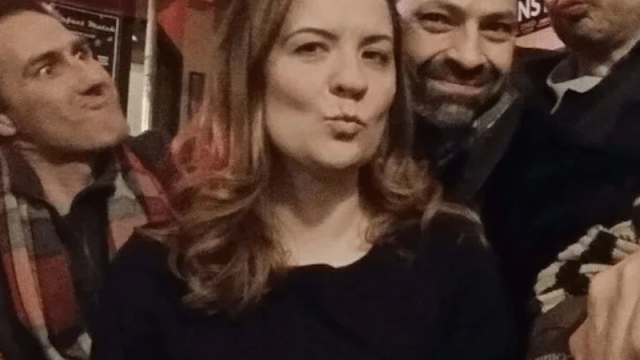 Author at a performance