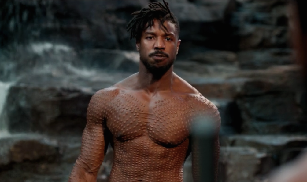 Black Panther fan busts retainer watching shirtless Michael B Jordan scene
