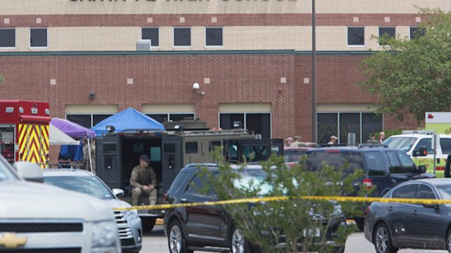Emergency crews at Santa Fe High School in Texas following school shooting