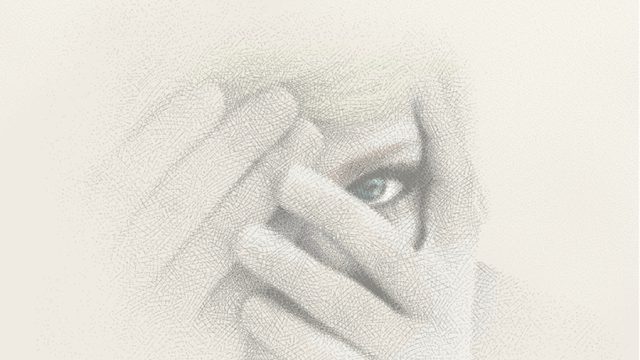 Illustration of a nervous woman