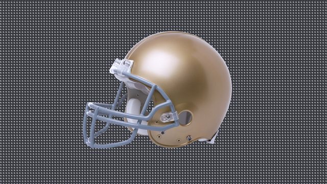 Gold football helmet on a black and white background