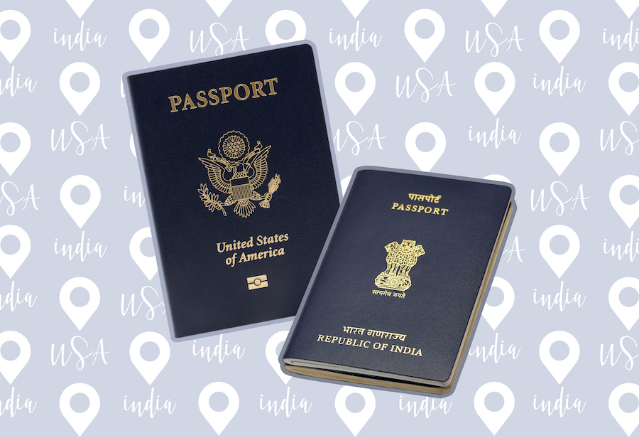 Indian and American passports