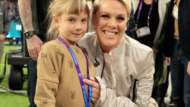 Recording artist Pink with daughter