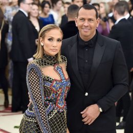 NEW YORK, NY - MAY 07: Recording artist Jennifer Lopez and Alex Rodriguez attend the Heavenly Bodies: Fashion & The Catholic Imagination Costume Institute Gala at The Metropolitan Museum of Art on May 7, 2018 in New York City. (Photo by Theo Wargo/Getty Images for Huffington Post)
