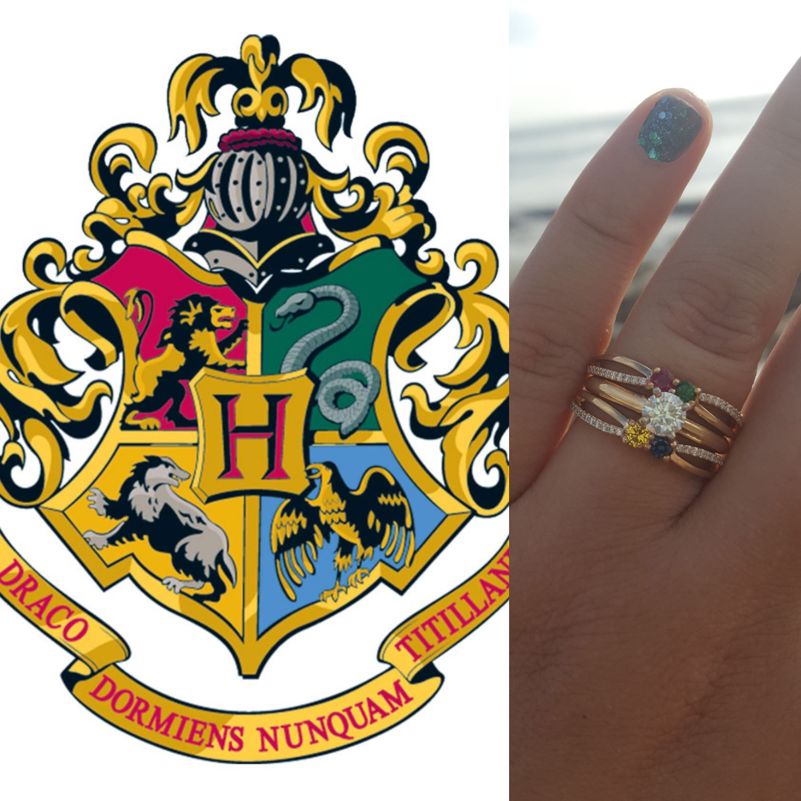 This "Harry Potter"Themed Engagement Ring Reps All Four HousesHelloGiggles