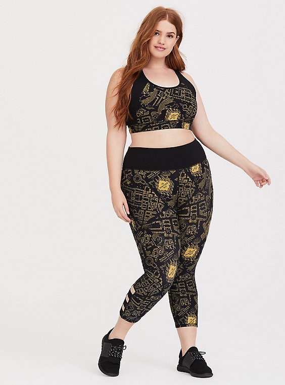 Plus Size - Harry Potter Wizarding Black Floral Legging - Torrid