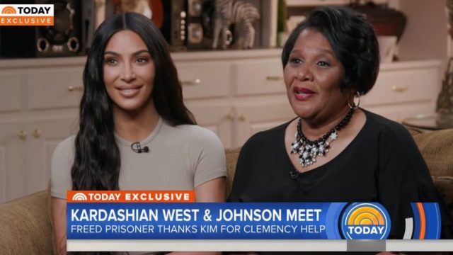Kim Kardashian and Alice Johnson meet for the first time.