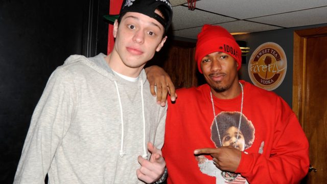 NEW BRUNSWICK, NJ - APRIL 04: Pete Davidson and Nick Cannon backstage at The Stress Factory Comedy Club on April 4, 2013 in New Brunswick, New Jersey.