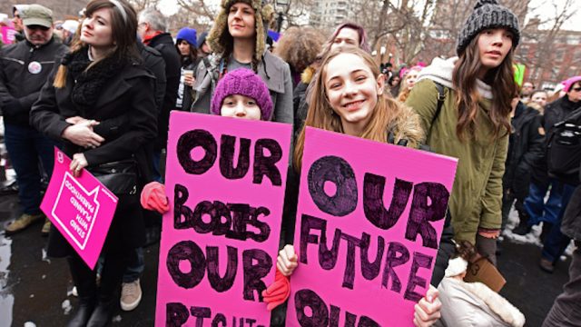 Girls at pro-choice rally in Manhattan