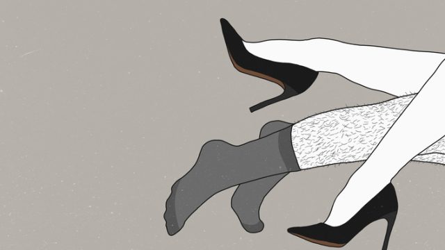 Couple in bed, illustrated