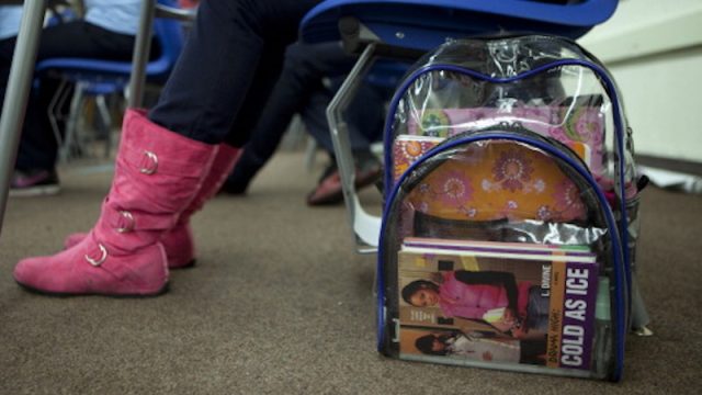 Student with a clear backpack at Marjory Stoneman Douglas