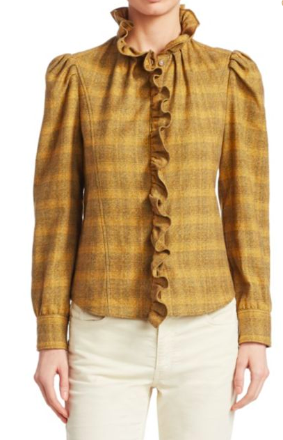 Isabel Marant Etoile Flannel check ruffled blouse