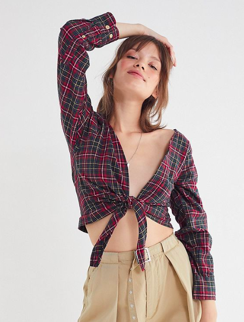 UO Urban Renewal plunging flannel crop