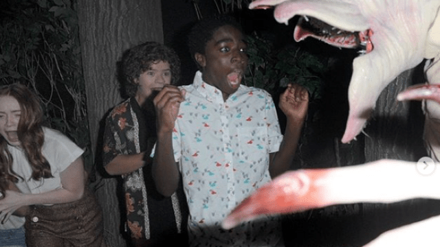 Image of Stranger Things kids going through Universal Halloween Horror Nights