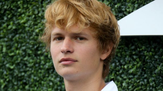 NEW YORK, NY - SEPTEMBER 9: Ansel Elgort attends the men's final on day 14 of the 2018 tennis US Open on Arthur Ashe stadium at the USTA Billie Jean King National Tennis Center on September 9, 2018 in Flushing Meadows, Queens, New York City.