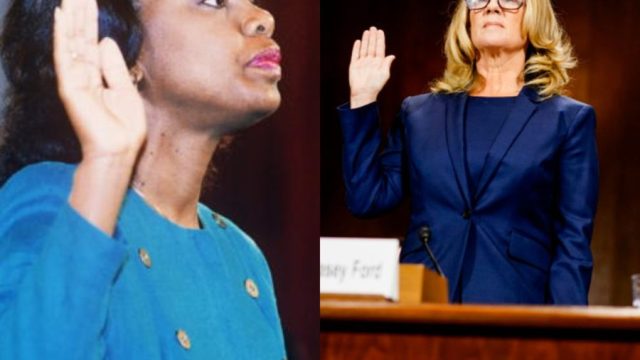 Anita Hill and Christine Blasey Ford testifiying
