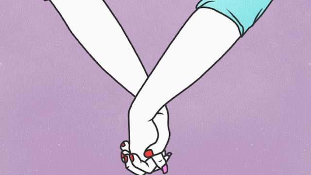 Illustration of friends holding hands