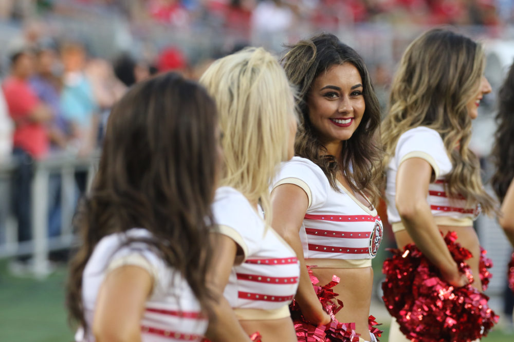 49ers Cheerleader Takes A Knee During National Anthem