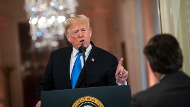 Trump arguing with reporter Jim Acosta