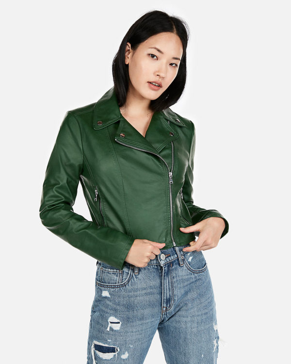 Rebel Without A Pause Faux Leather Moto Jacket | 5 Colors Green / S