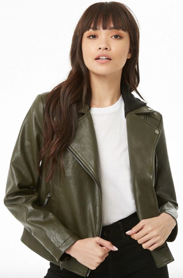 Forever 21 clearance green leather jacket