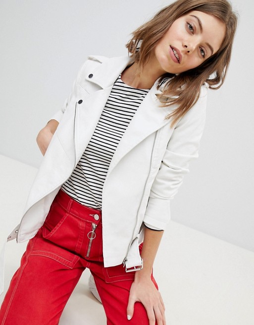 Vero moda white leather on sale jacket