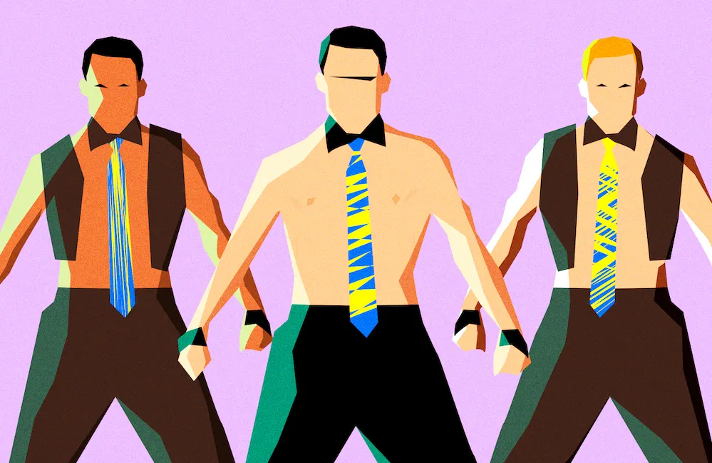 Illustration of male strippers