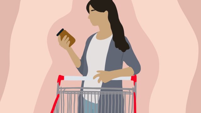 A woman grocery shopping