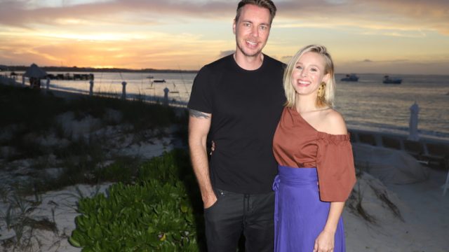 PROVIDENCIALES, PROVIDENCIALES - JANUARY 30: Dax Shepard and Kristen Bell pose as she vacations with her family at Beaches Turks & Caicos Resort Villages & Spa on January 30, 2018 in Providenciales, Turks & Caicos.