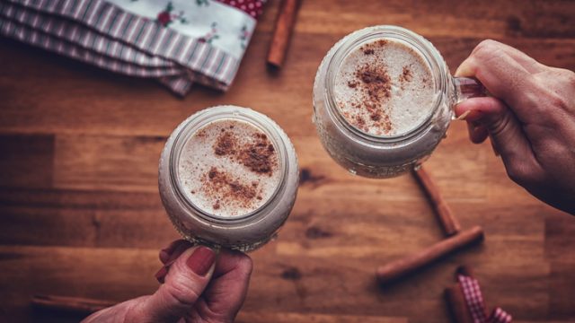 People drinking eggnog during the holidays