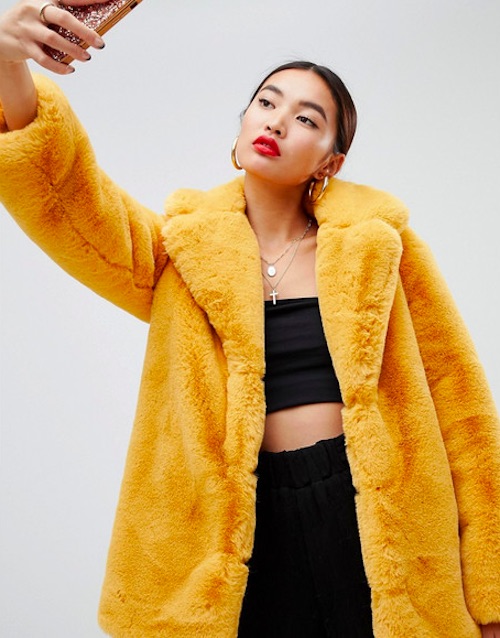 Coloured fur clearance jacket