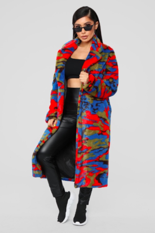 Faux fur hot sale multicolor coat