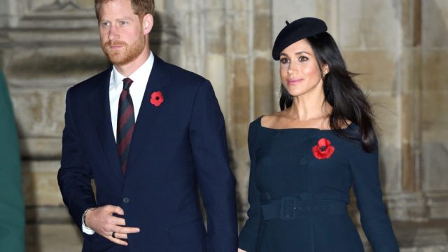 LONDON, ENGLAND - NOVEMBER 11: Prince Harry, Duke of Sussex and Meghan, Duchess of Sussex attend the Centenary Of The Armistice Service at Westminster Abbey on November 11, 2018 in London, England.