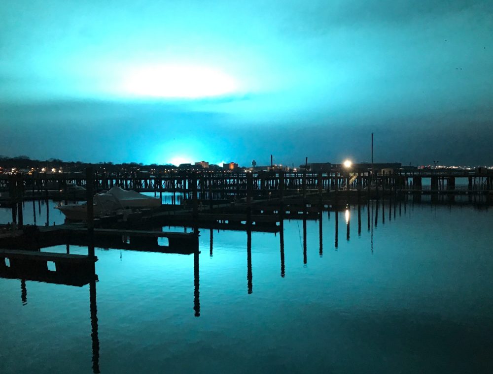 Night sky over New York turns blue after electrical fault at Queens Con  Edison power plant causes 'arc flash