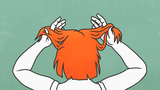 Illustration of stressed woman with hands in her hair