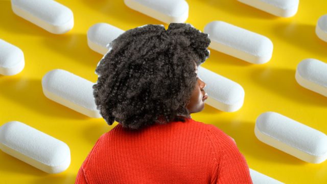Collage of Black woman and pills