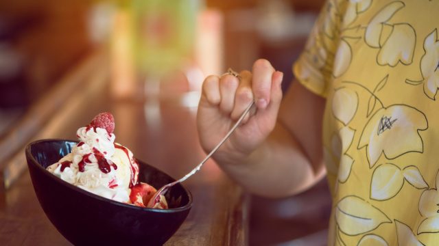 woman eating ice cream