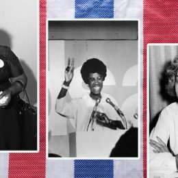 Collage of Fannie Lou Hamer, Shirley Chisholm, and Flo Kennedy