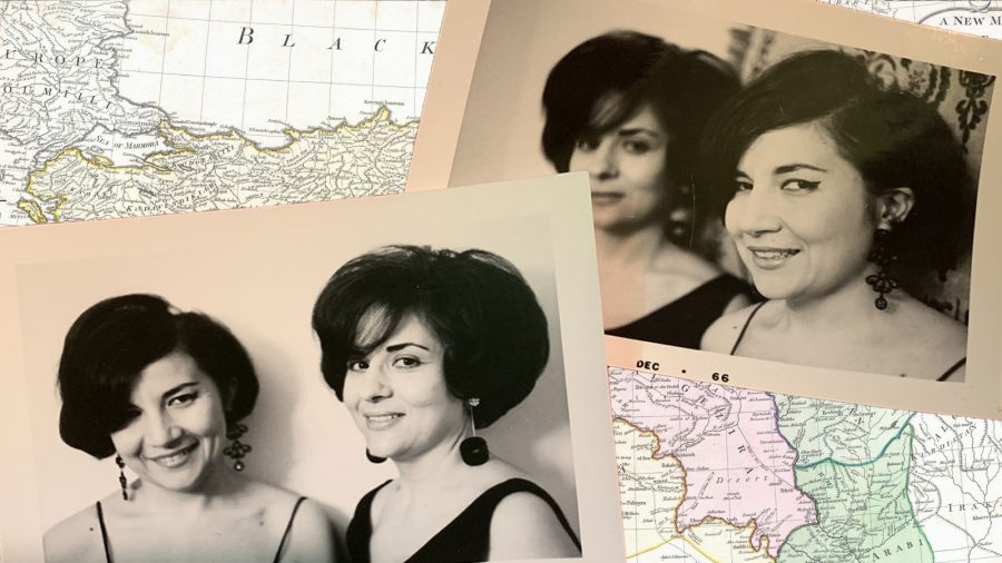Image of author's aunt and grandmother on a map