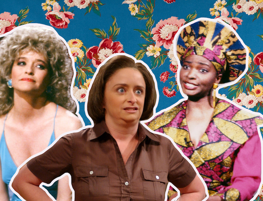 Collage of Jan Hooks, Rachel Draft, and Ellen Cleghorne on floral background