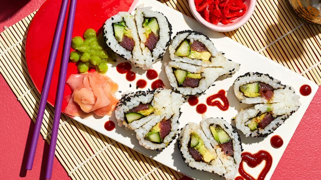 Heart-shaped sushi