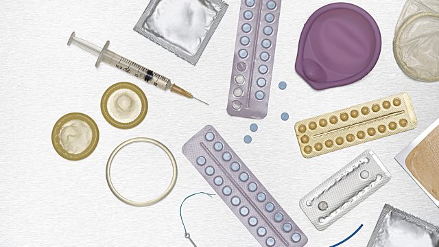 contraceptive methods on a white background