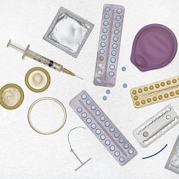 contraceptive methods on a white background