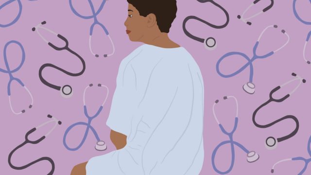 illustration of woman at doctor's office