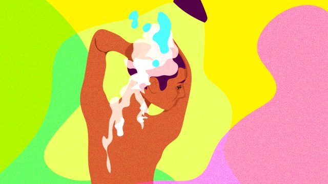 illustration of woman showering