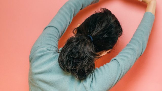 Woman in a yoga stretch