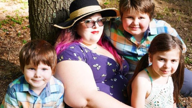 Photo of the author with her two sons and daughter