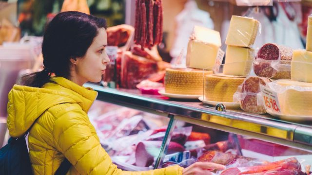 woman buying meat on keto diet