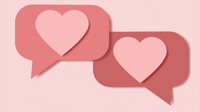 Collage of hearts in text bubbles