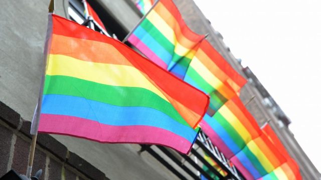 The pride flag outside the Stonewall Inn.